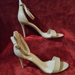 Nine West Women Elegant Cream High Heel Sandals with Ankle Straps - Size 11M